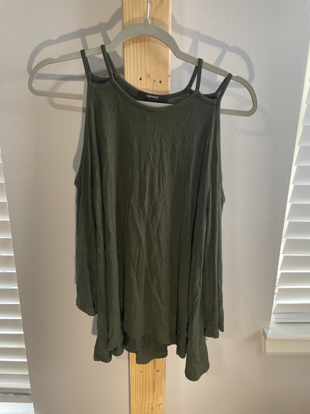 Flowy Cold Shoulder Olive Green Top